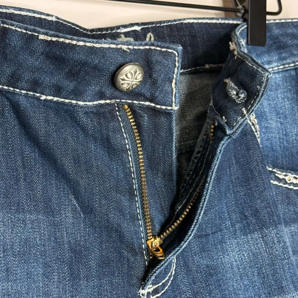 NLTD Womens Flare‎ Boot Cut Jeans 14 Embellished Denim Flare Rock